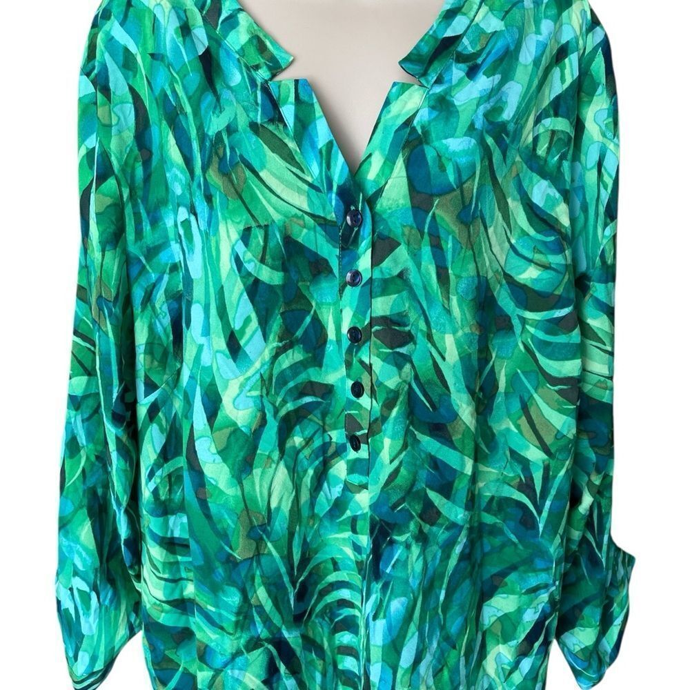 Catherines Vibrant Green Leaf Pattern Bottoms On … - image 2